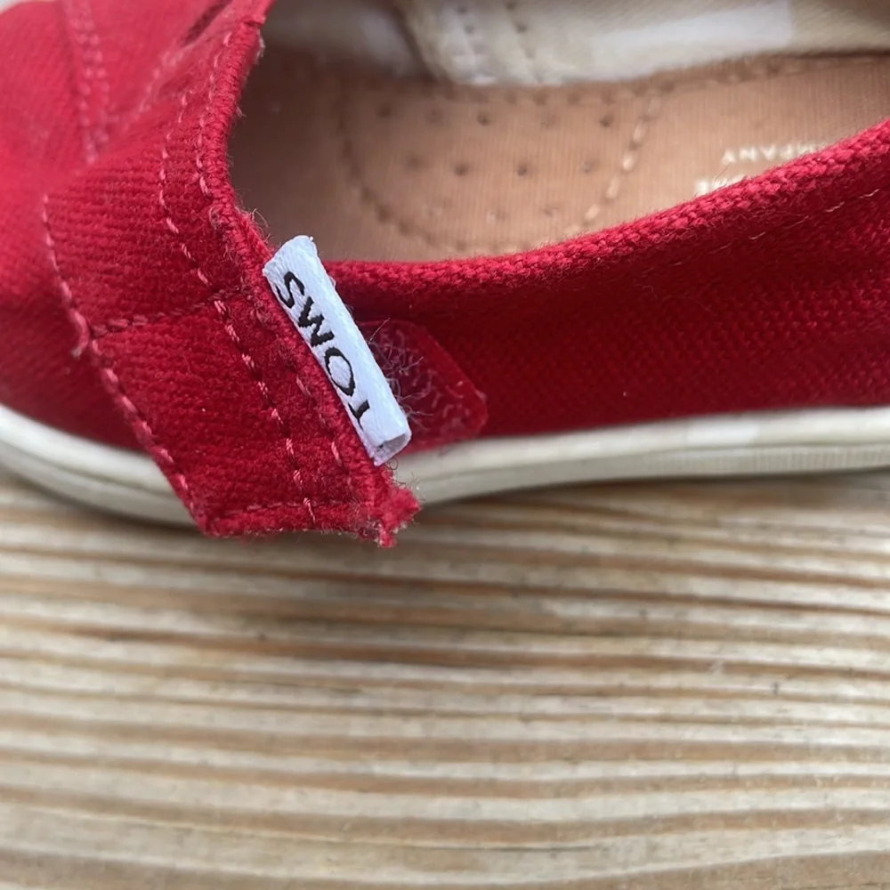 TOMS Red Canvas Alpargata Slip-On Shoes Toddler Size 5T